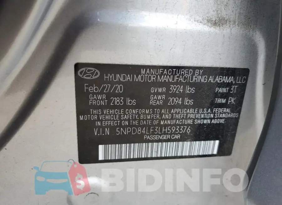 5NPD84LF3LH593376 Photo# 13