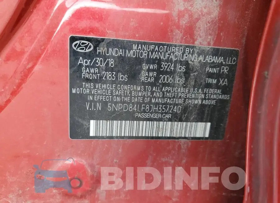 5NPD84LF8JH357240 Photo# 12
