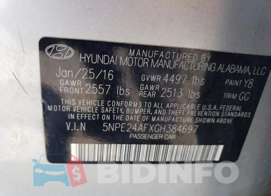 5NPE24AFXGH384697 Photo# 12