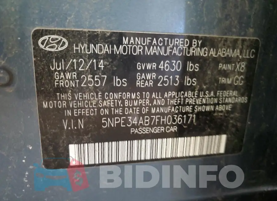 5NPE34AB7FH036171 Photo# 12