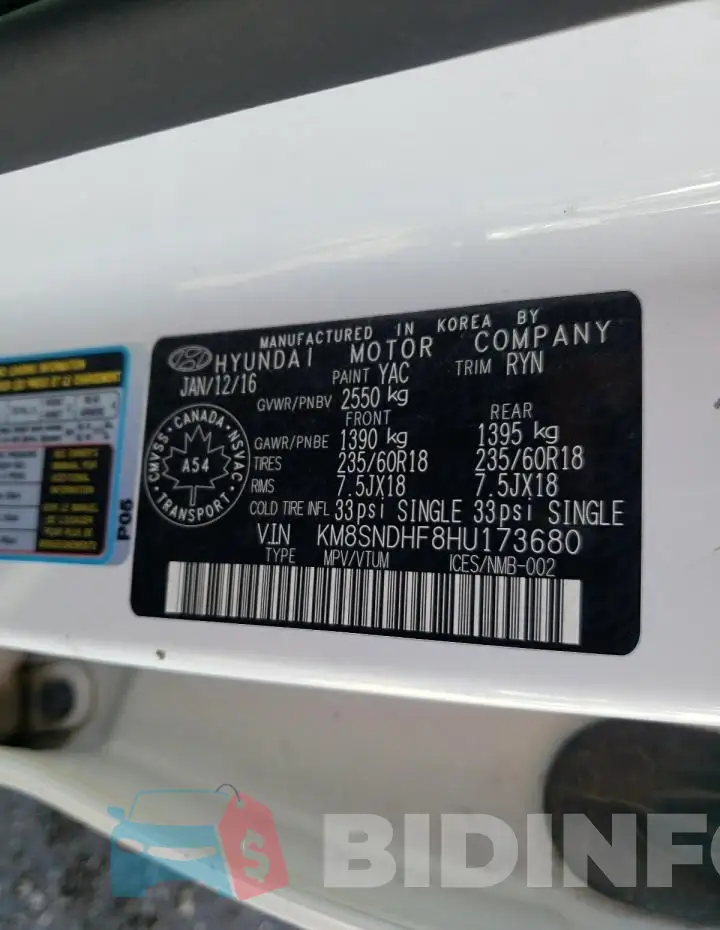 KM8SNDHF8HU173680 Photo# 13