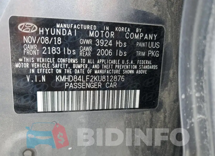 KMHD84LF2KU812876 Photo# 12