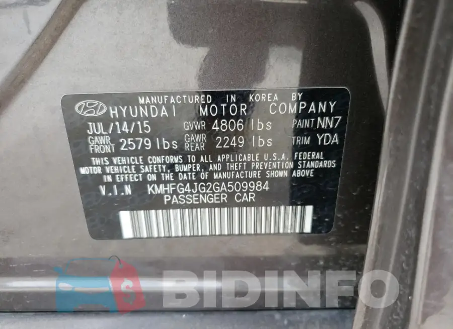 KMHFG4JG2GA509984 Photo# 12