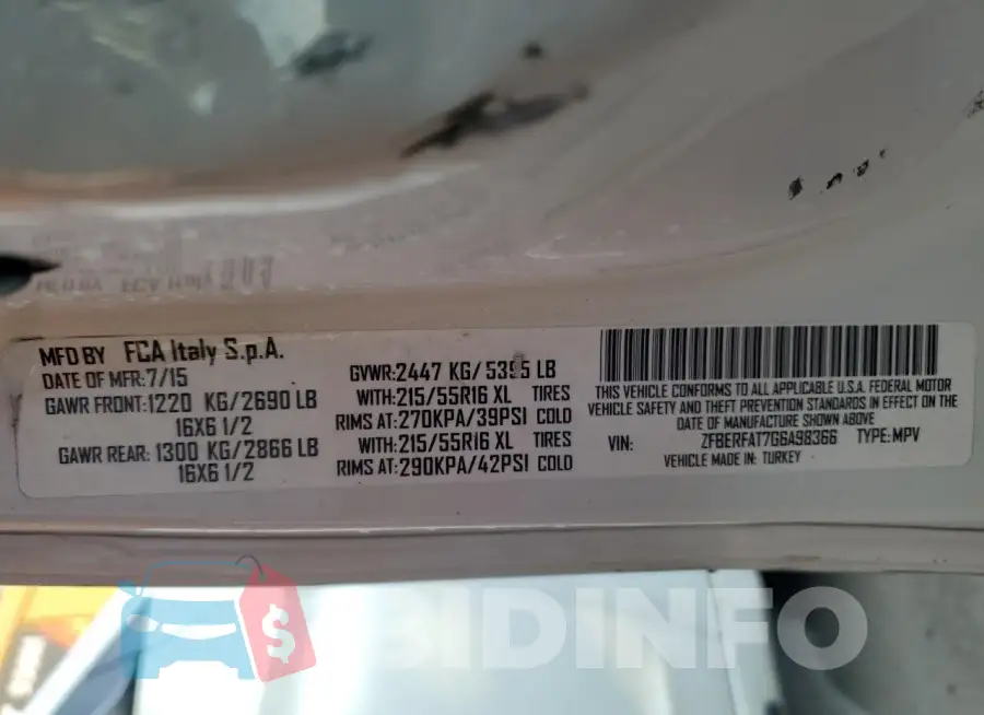 ZFBERFAT7G6A98366 Photo# 13