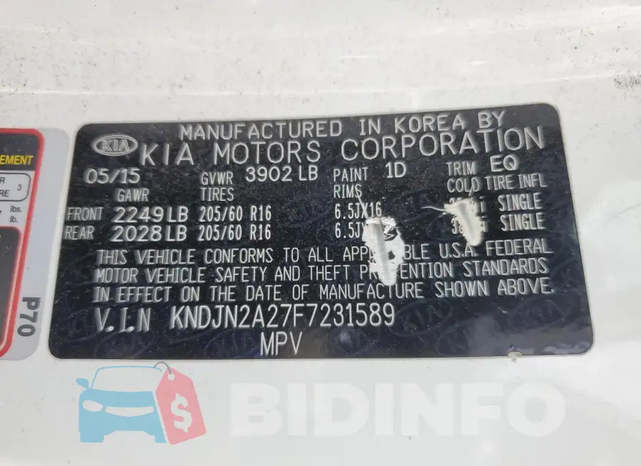 KNDJN2A27F7231589 Photo# 12