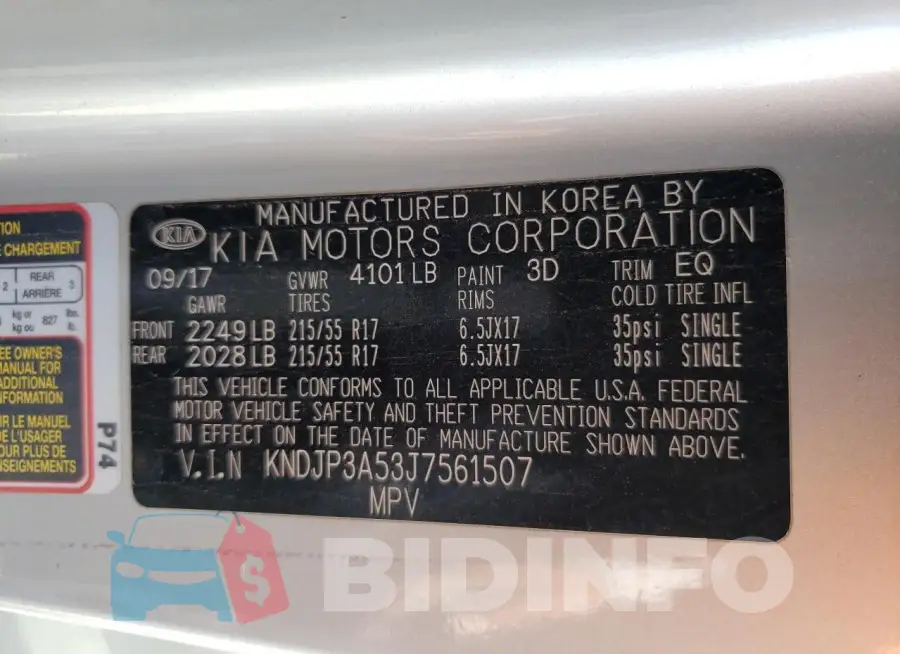 KNDJP3A53J7561507 Photo# 13
