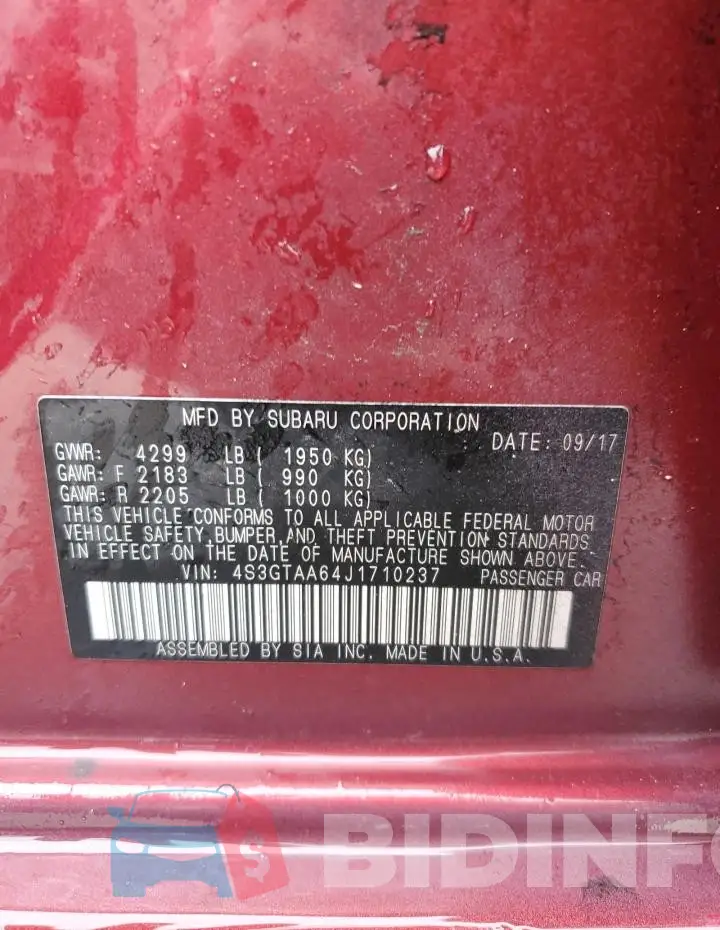 4S3GTAA64J1710237 Photo# 12