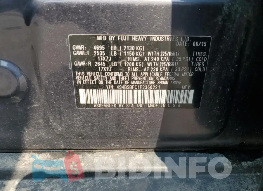 4S4BSBFC1F3360221 Photo# 12