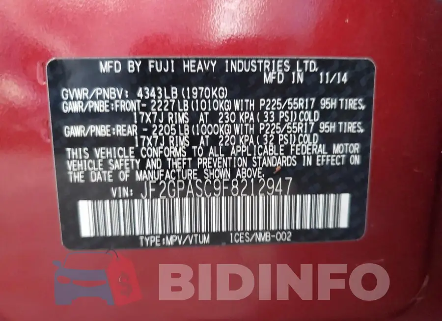 JF2GPASC9F8212947 Photo# 14