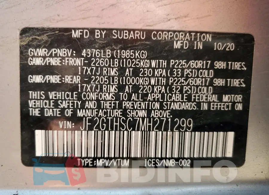 JF2GTHSC7MH271299 Photo# 14