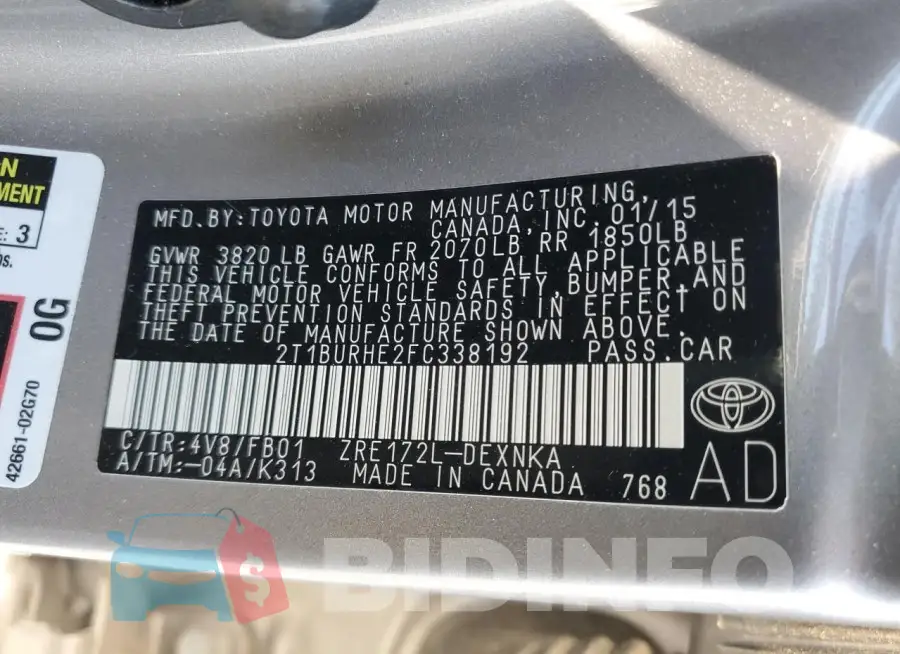 2T1BURHE2FC338192 Photo# 12