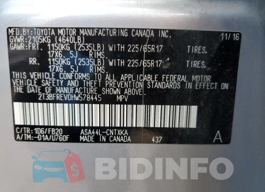2T3BFREV0HW578445 Photo# 13
