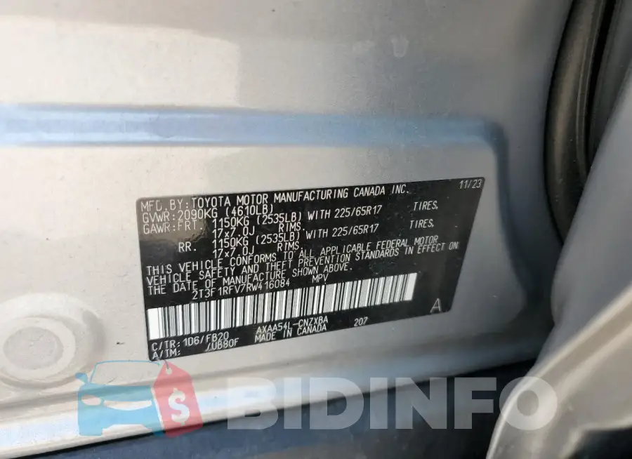 2T3F1RFV7RW416084 Photo# 13