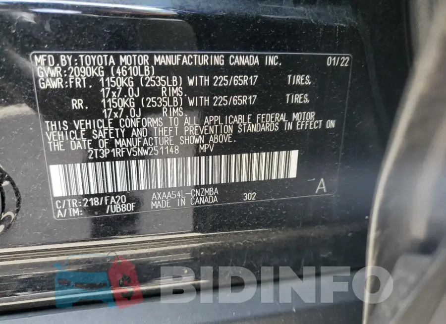 2T3P1RFV5NW251148 Photo# 12