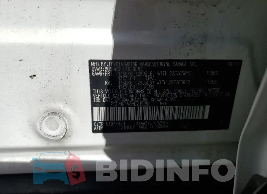 2T3P1RFV6MC219969 Photo# 14