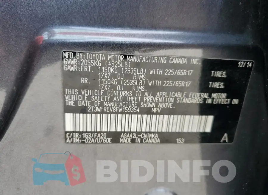2T3WFREV8FW159354 Photo# 14