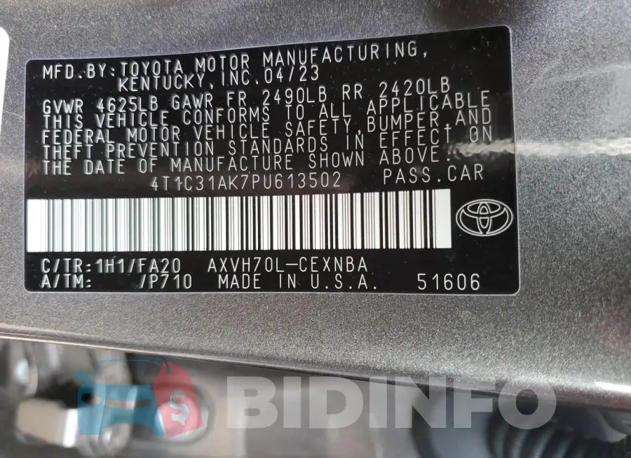 4T1C31AK7PU613502 Photo# 12