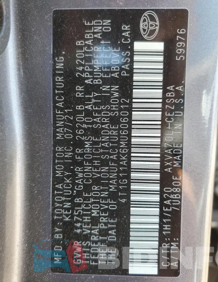 4T1G11AK6MU606012 Photo# 12