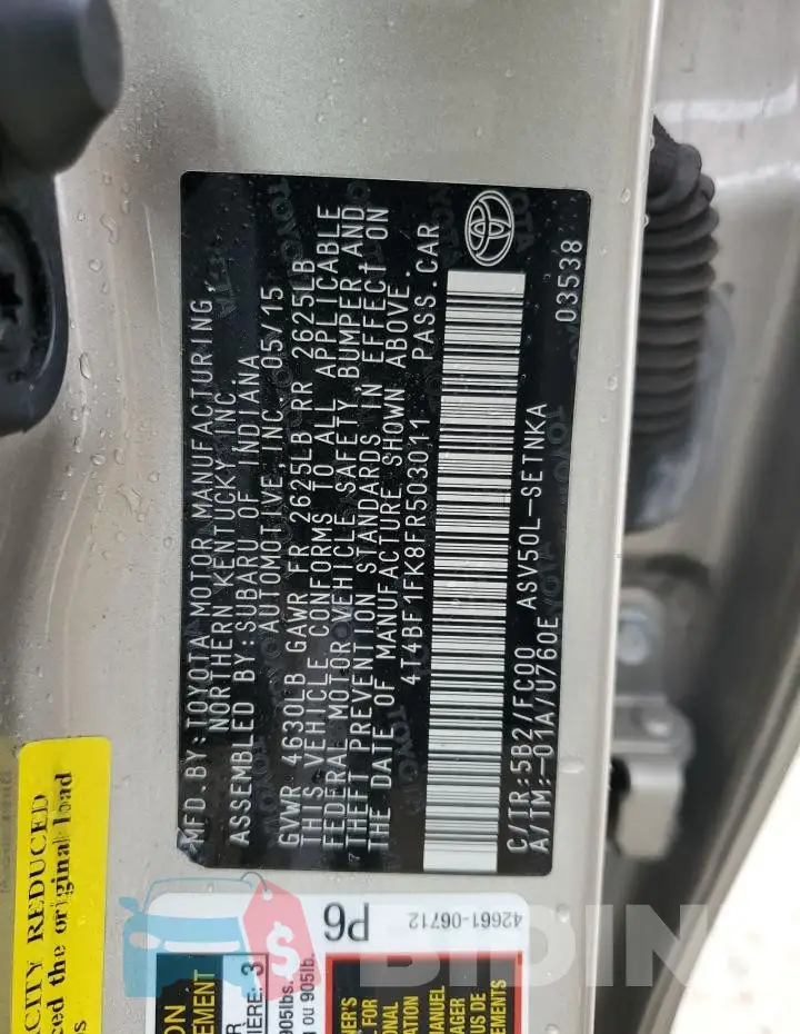 4T4BF1FK8FR503011 Photo# 13