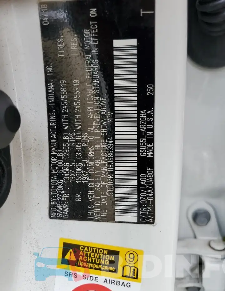 5TDDZRFH8JS863944 Photo# 13