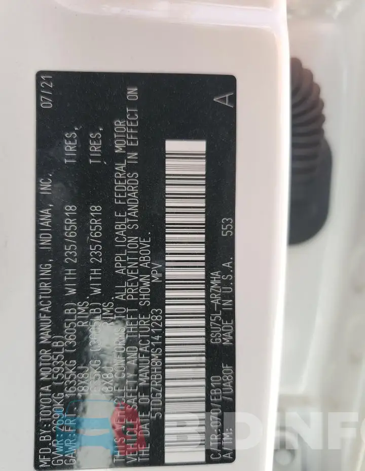 5TDGZRBH8MS141283 Photo# 13