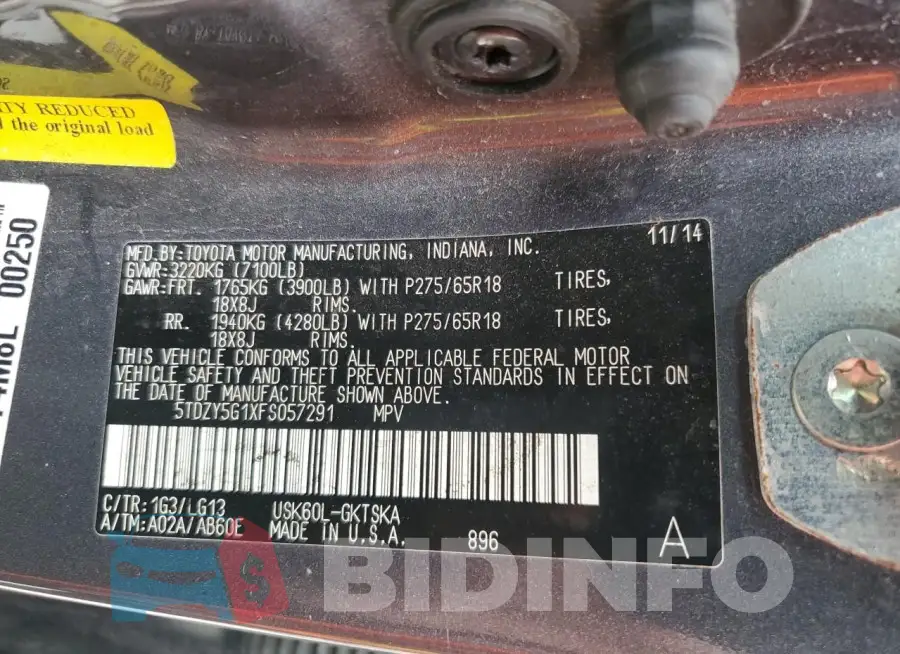 5TDZY5G1XFS057291 Photo# 13