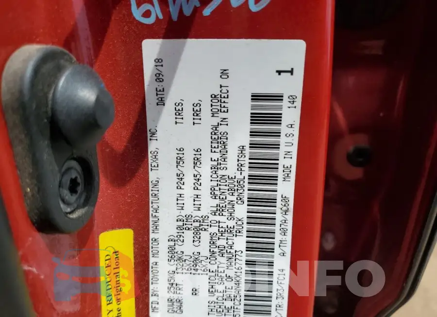 5TFCZ5AN4KX167773 Photo# 13