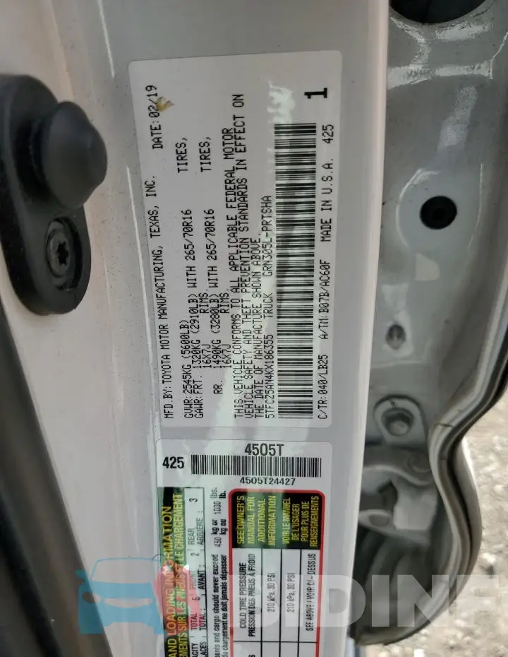 5TFCZ5AN4KX186355 Photo# 13