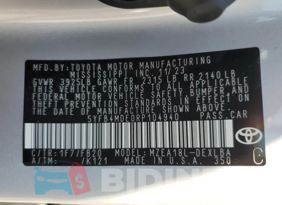 5YFB4MDE0RP104940 Photo# 12