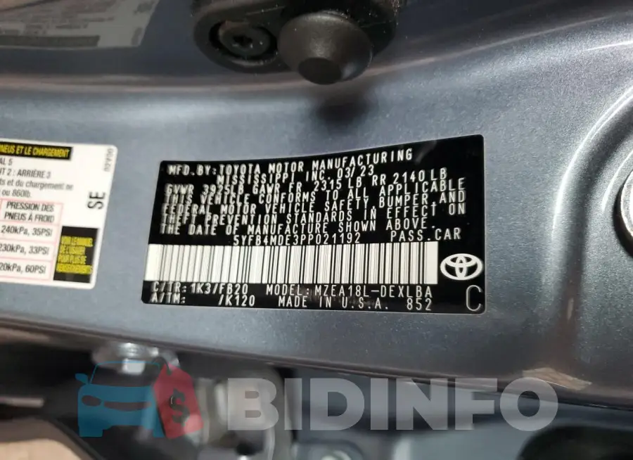 5YFB4MDE3PP021192 Photo# 12