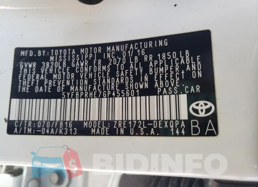 5YFBPRHE7GP455601 Photo# 12