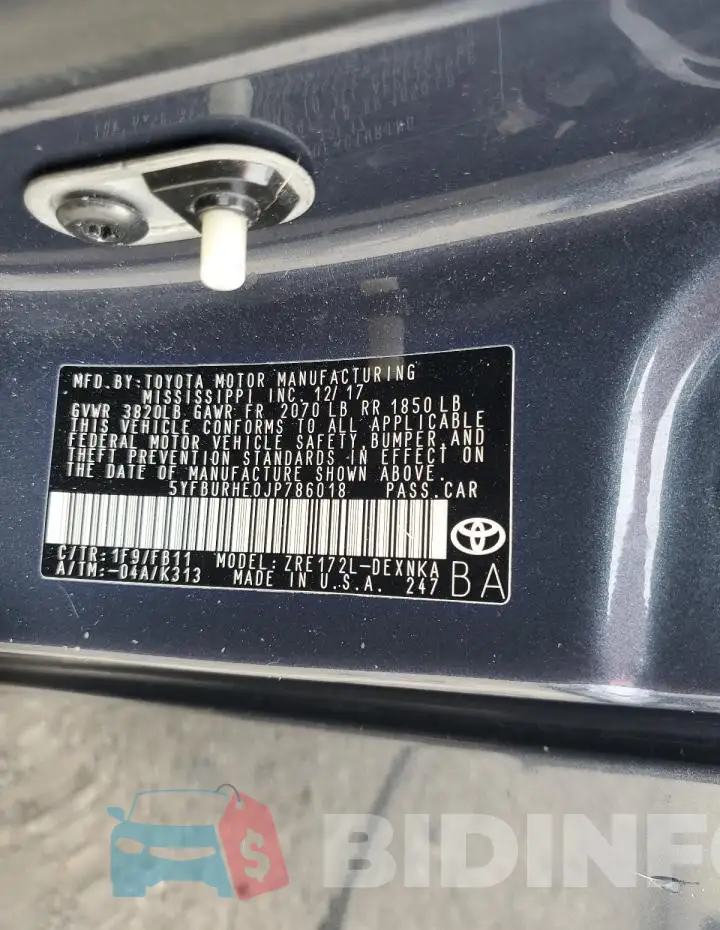 5YFBURHE0JP786018 Photo# 12