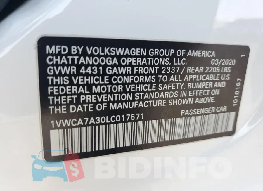 1VWCA7A30LC017571 Photo# 13