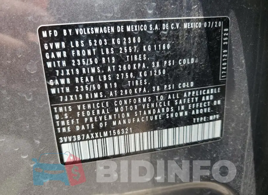 3VV3B7AXXLM156321 Photo# 13