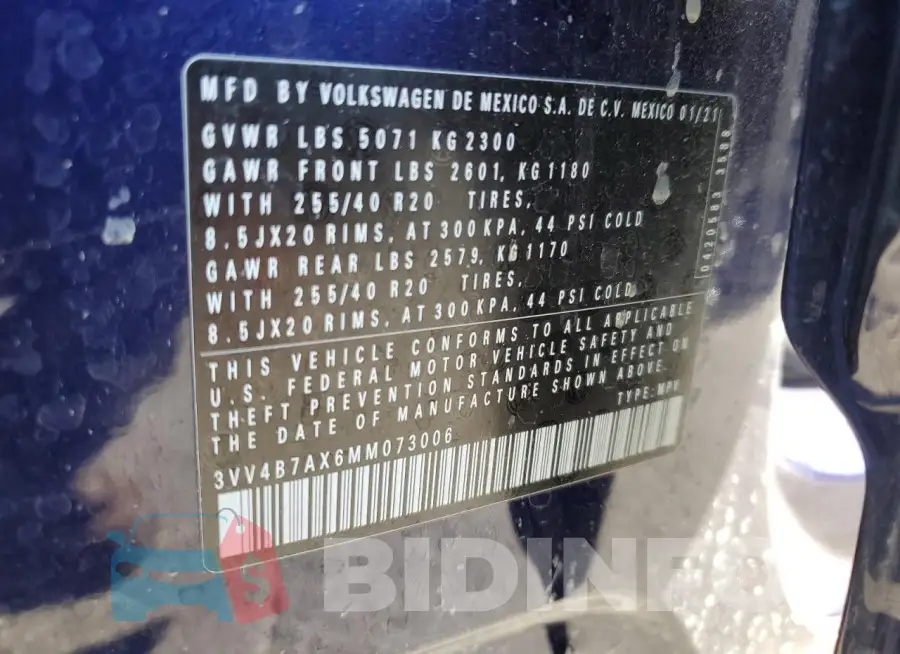 3VV4B7AX6MM073006 Photo# 14