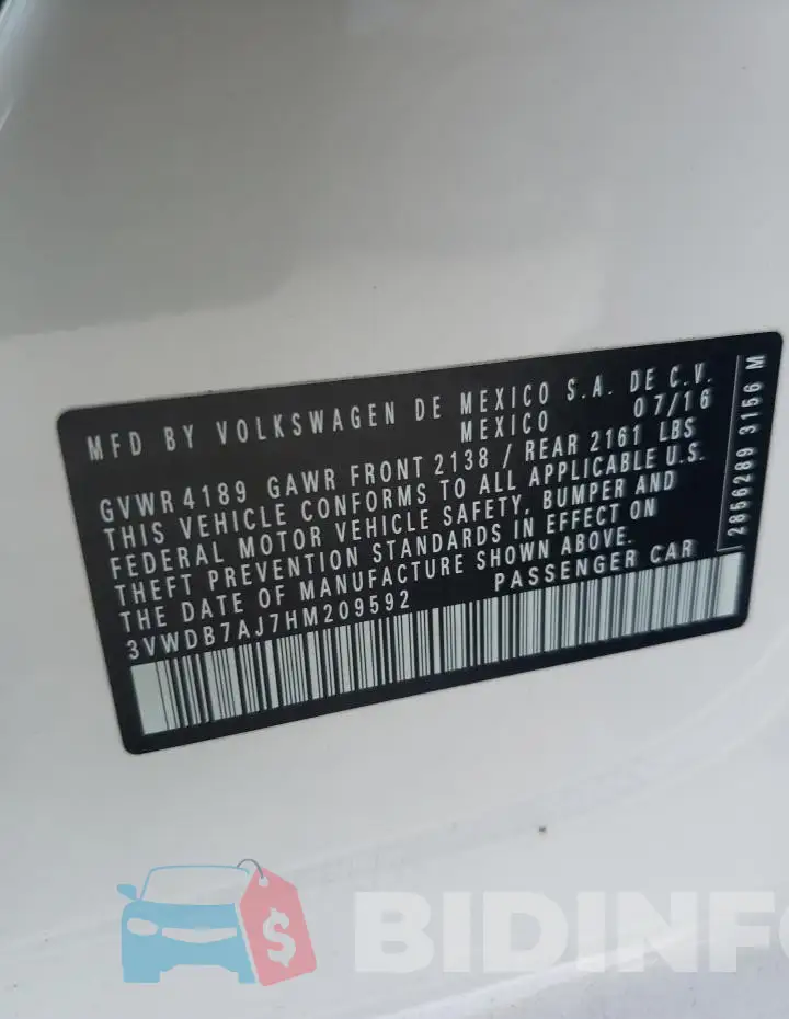 3VWDB7AJ7HM209592 Photo# 13
