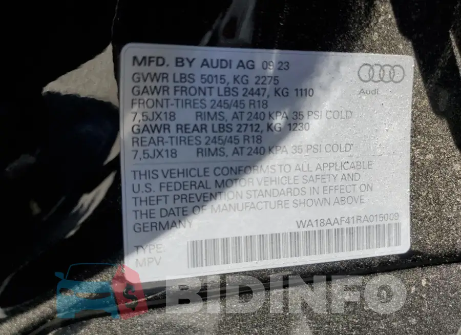 WA18AAF41RA015009 Photo# 12
