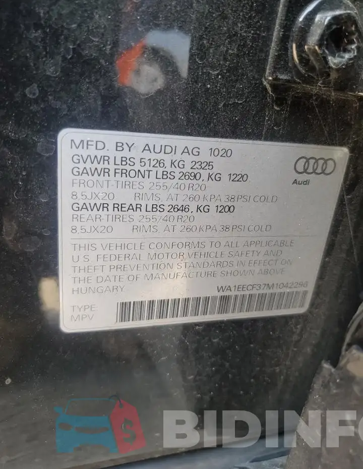 WA1EECF37M1042296 Photo# 13