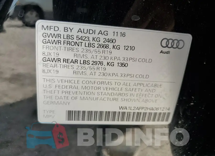 WA1L2AFP2HA081214 Photo# 13