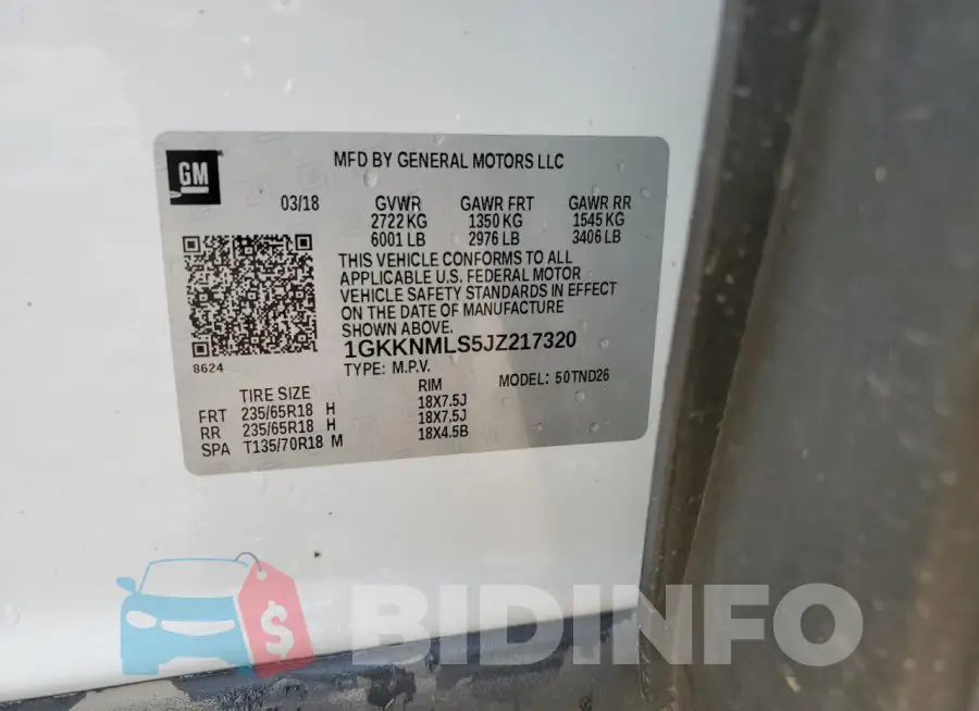 1GKKNMLS5JZ217320 Photo# 13