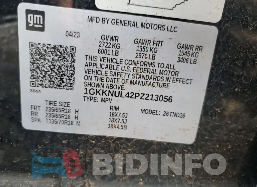 1GKKNUL42PZ213056 Photo# 14