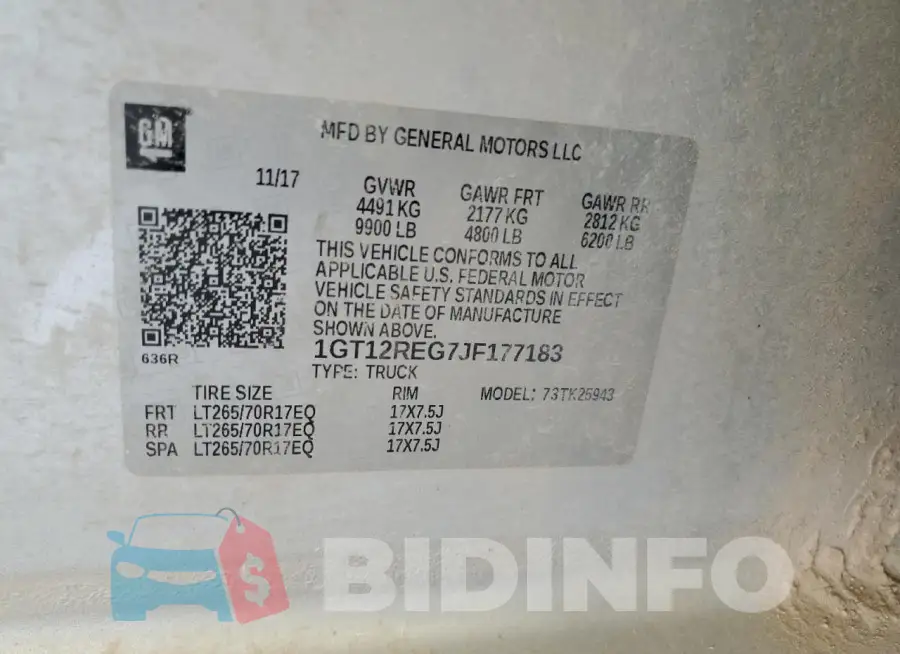 1GT12REG7JF177183 Photo# 12
