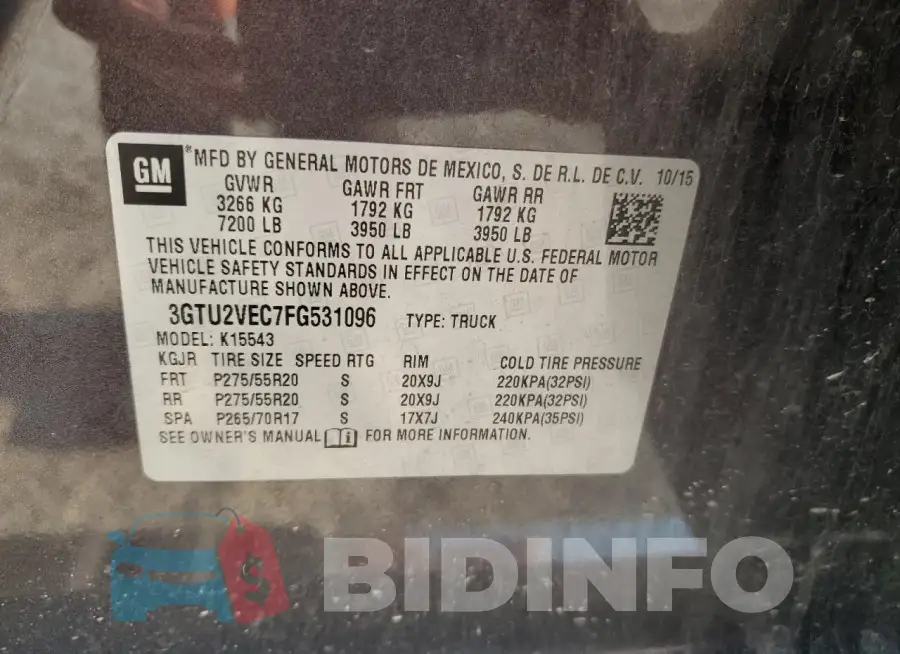 3GTU2VEC7FG531096 Photo# 12