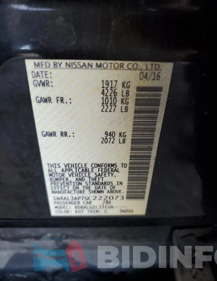 1N4AL3AP7GC222073 Photo# 12