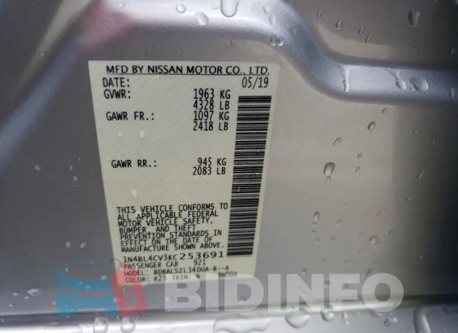 1N4BL4CV3KC253691 Photo# 12