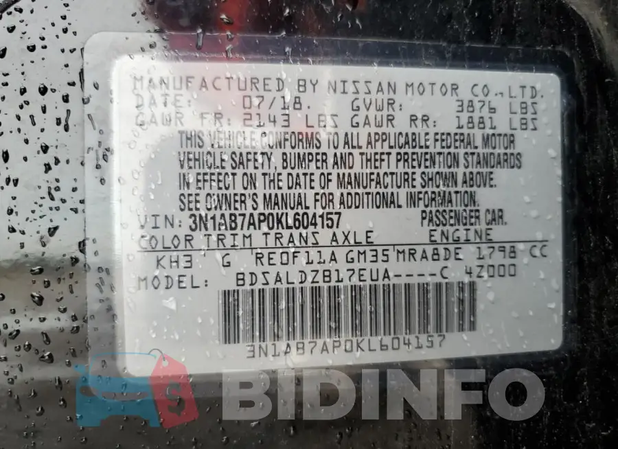 3N1AB7AP0KL604157 Photo# 13
