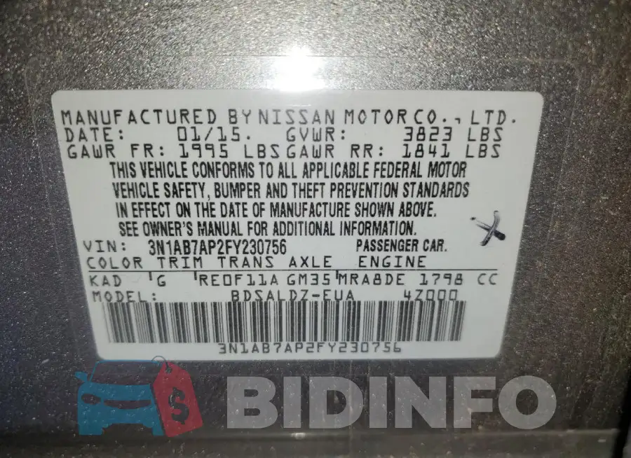 3N1AB7AP2FY230756 Photo# 12