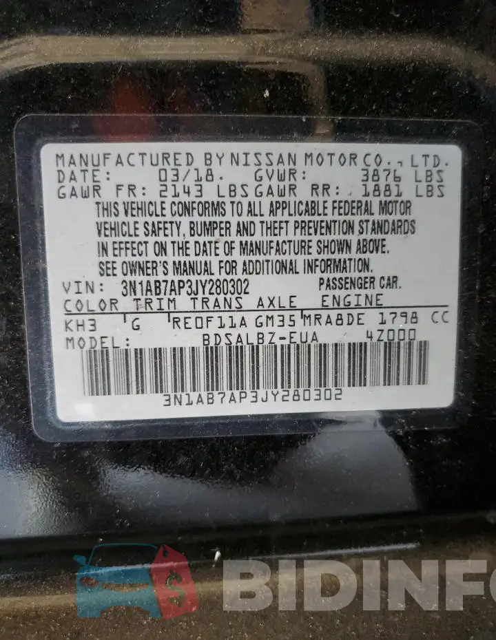 3N1AB7AP3JY280302 Photo# 12