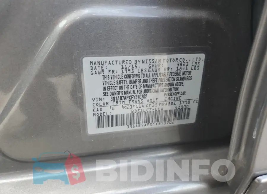 3N1AB7APXFY370702 Photo# 12