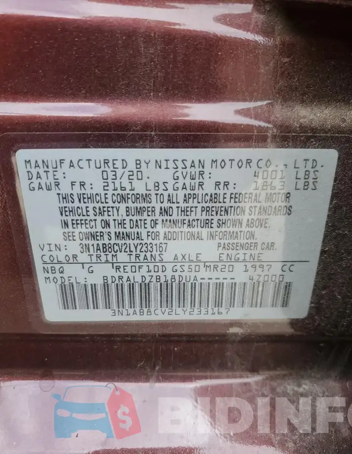 3N1AB8CV2LY233167 Photo# 12